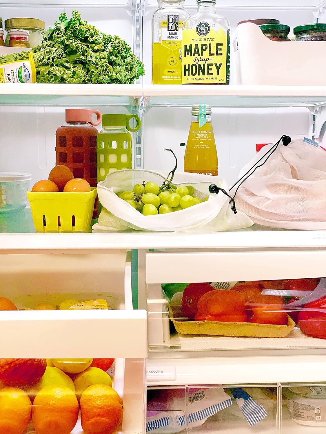 purifyou Reusable Mesh Bags - Market Bag for Fresh Produce, Groceries, Storage & Gifts (sold per set)